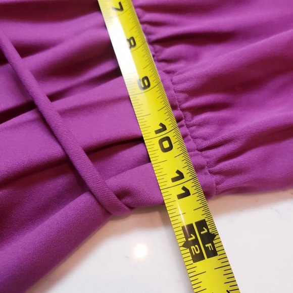 vintage 1970's dress size Medium balloon sleeves sheer purple pleated white trim - Picture 4 of 7